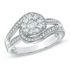 Thumbnail Image 1 of Previously Owned - 1/2 CT. T.W. Diamond Cluster Swirl Engagement Ring in 14K White Gold