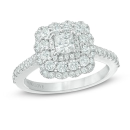 Previously Owned - Vera Wang Love Collection 1-1/5 CT. T.W. Princess-Cut Diamond Frame Engagement Ring in 14K White Gold