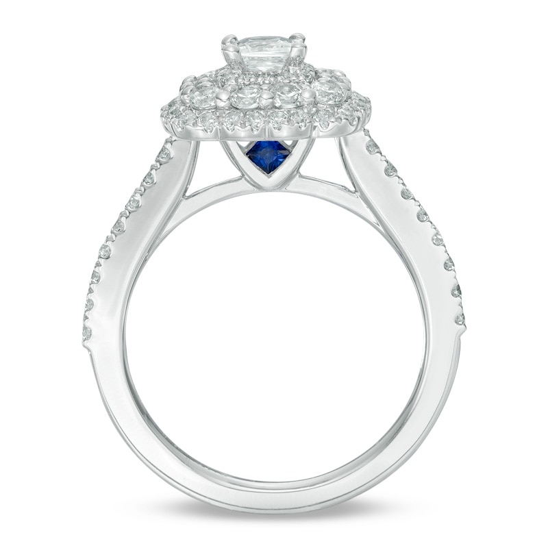 Main Image 3 of Previously Owned - Vera Wang Love Collection 1-1/5 CT. T.W. Princess-Cut Diamond Frame Engagement Ring in 14K White Gold