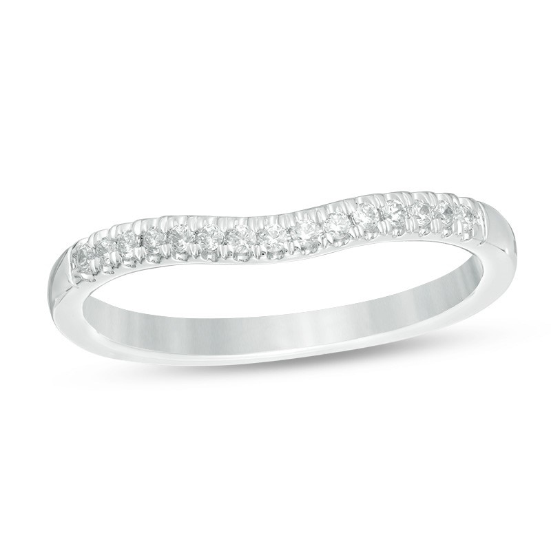 Main Image 1 of Previously Owned - Love's Destiny by Peoples 1/8 CT. T.W. Diamond Contour Wedding Band in 14K White Gold
