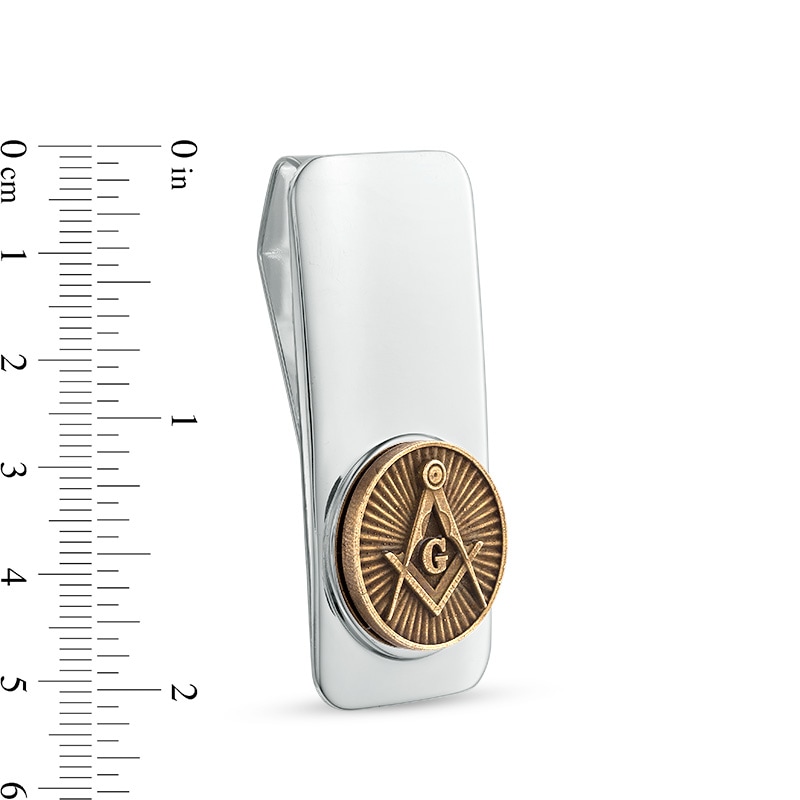 Main Image 2 of Previously Owned - Oxidized Masonic Money Clip in Sterling Silver and Bronze