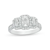 Thumbnail Image 1 of Previously Owned - 1-1/2 CT. T.W. Emerald-Cut Diamond Past Present Future® Vintage-Style Ring in 14K White Gold