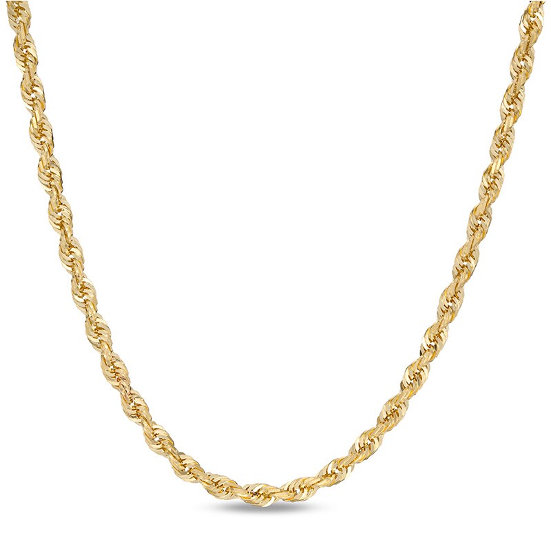 Main Image 1 of Previously Owned - 3.85mm Diamond-Cut Glitter Rope Chain Necklace in 10K Gold - 20"