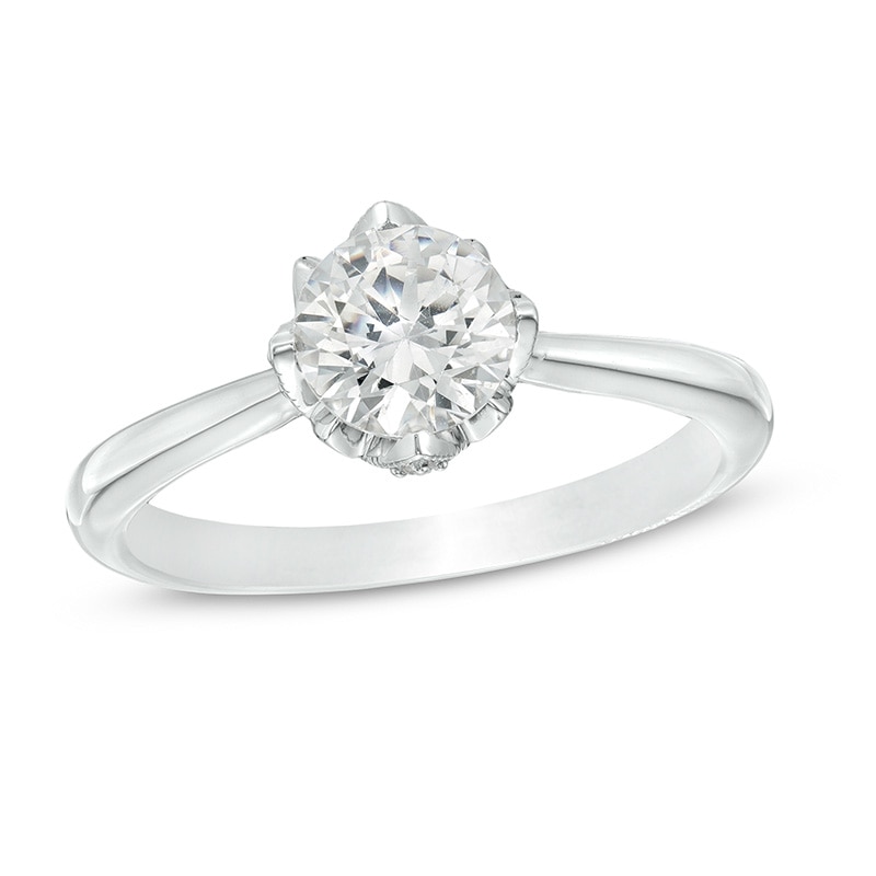 Main Image 1 of Previously Owned - Celebration Ideal 1 CT. T.W. Diamond Frame Engagement Ring in 14K White Gold