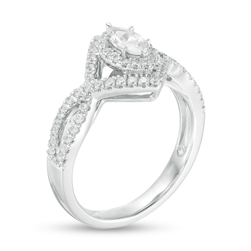 Main Image 3 of Previously Owned - 3/4 CT. T.W. Marquise Diamond Frame Twist Shank Engagement Ring in 14K White Gold