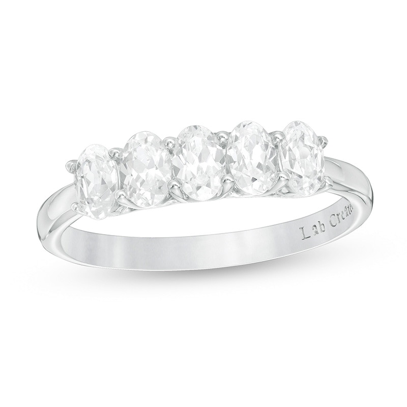 Main Image 1 of Previously Owned - 1 CT. T.W. Oval Lab-Grown Diamond Five Stone Anniversary Band in 14K White Gold (F/SI2)