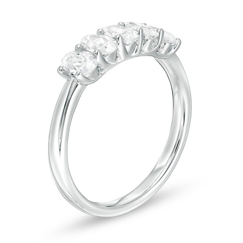 Main Image 3 of Previously Owned - 1 CT. T.W. Oval Lab-Grown Diamond Five Stone Anniversary Band in 14K White Gold (F/SI2)