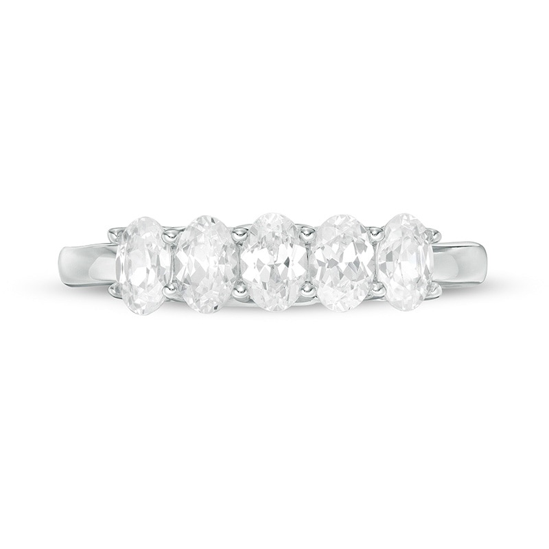 Main Image 4 of Previously Owned - 1 CT. T.W. Oval Lab-Grown Diamond Five Stone Anniversary Band in 14K White Gold (F/SI2)
