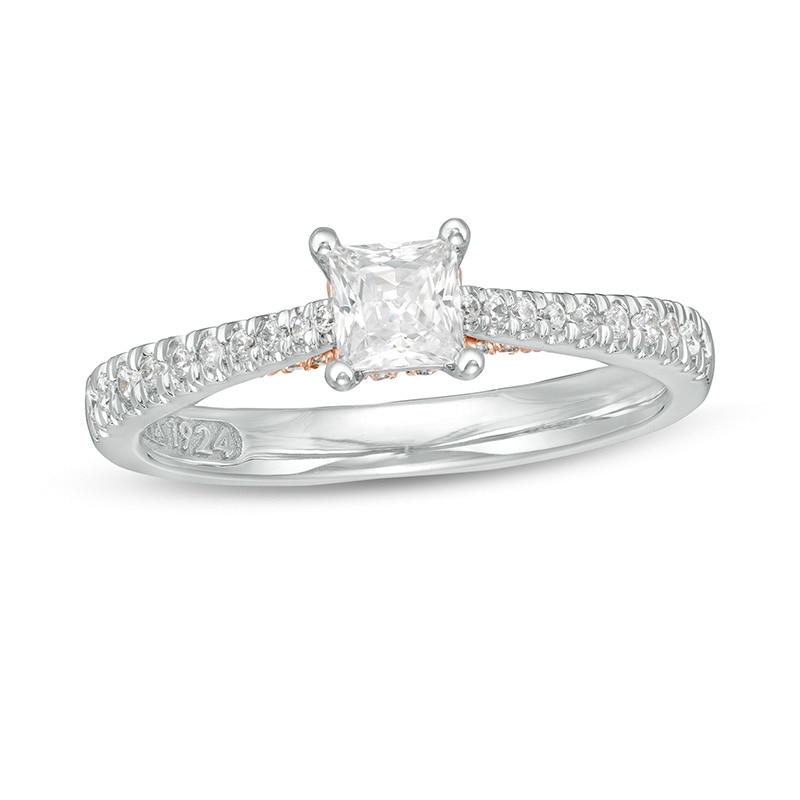 Main Image 1 of Previously Owned - Zales Private Collection 5/8 CT. T.W. Princess-Cut Diamond Engagement Ring in 14K Two-Tone Gold