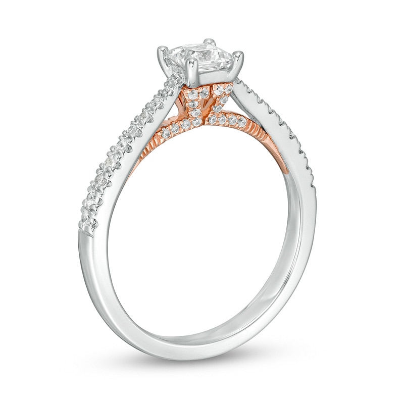 Main Image 3 of Previously Owned - Zales Private Collection 5/8 CT. T.W. Princess-Cut Diamond Engagement Ring in 14K Two-Tone Gold