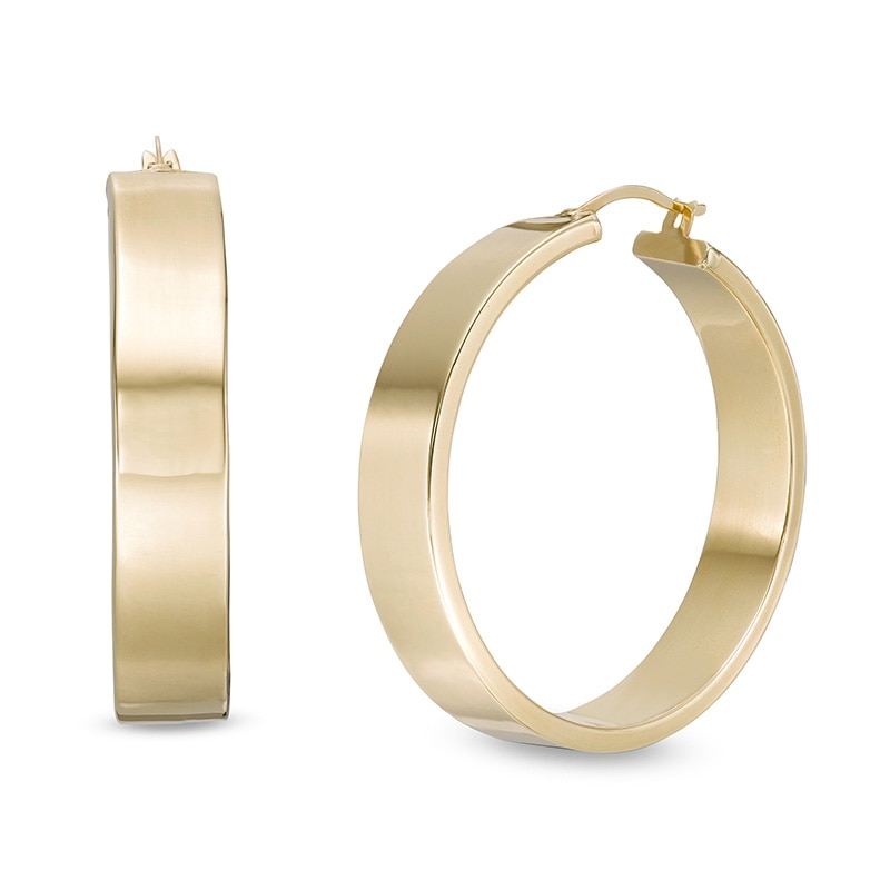 Main Image 1 of Previously Owned - 40.0mm Square Tube Hoop Earrings in 10K Gold