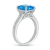 Thumbnail Image 3 of Previously Owned - Emerald-Cut Swiss Blue Topaz and 1/3 CT. T.W. Diamond Double Row Engagement Ring in 14K White Gold