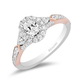 Previously Owned - Enchanted Disney Aurora 7/8 CT. T.W. Oval Diamond Frame Engagement Ring in 14K Two-Tone Gold