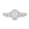 Thumbnail Image 4 of Previously Owned - Enchanted Disney Aurora 7/8 CT. T.W. Oval Diamond Frame Engagement Ring in 14K Two-Tone Gold