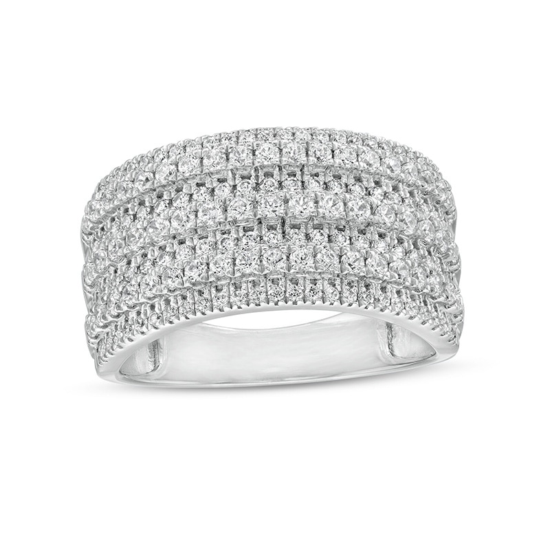 Main Image 1 of Previously Owned - 1 CT. T.W. Diamond Multi-Row Anniversary Band in 10K White Gold