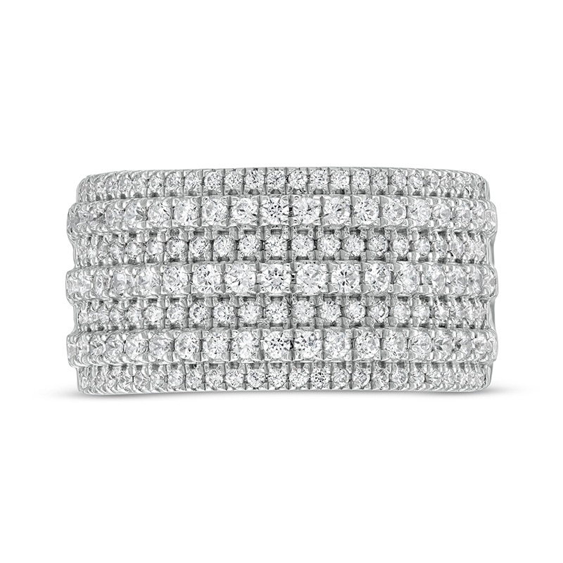Main Image 4 of Previously Owned - 1 CT. T.W. Diamond Multi-Row Anniversary Band in 10K White Gold