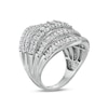 Thumbnail Image 2 of Previously Owned - 3 CT. T.W. Baguette and Round Diamond Multi-Row Ring in 10K White Gold