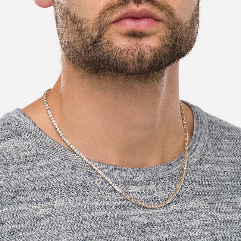 Main Image 2 of Previously Owned - Men's 3 CT. T.W. Diamond Tennis Necklace in 10K Gold - 20"