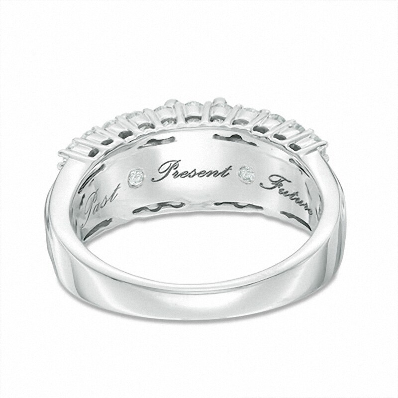 Main Image 3 of Previously Owned - 1-1/2 CT. T.W. Princess-Cut Diamond Three Stone Engagement Ring in 14K White Gold