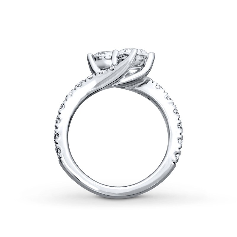 Main Image 2 of Previously Owned - Ever Us® 2-1/2 CT. T.W. Two-Stone Diamond Bypass Ring in 14K White Gold