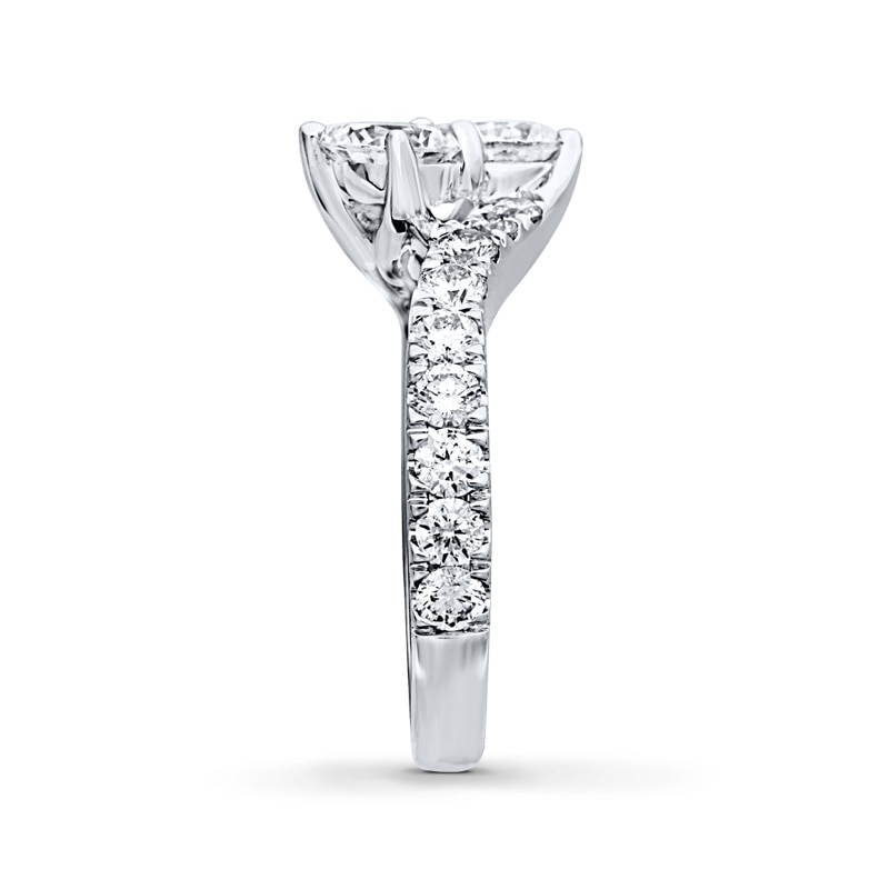 Main Image 3 of Previously Owned - Ever Us® 2-1/2 CT. T.W. Two-Stone Diamond Bypass Ring in 14K White Gold