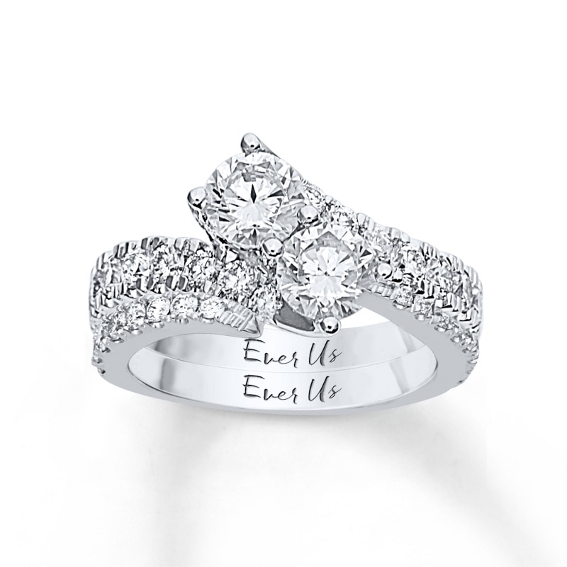 Main Image 4 of Previously Owned - Ever Us® 2-1/2 CT. T.W. Two-Stone Diamond Bypass Ring in 14K White Gold