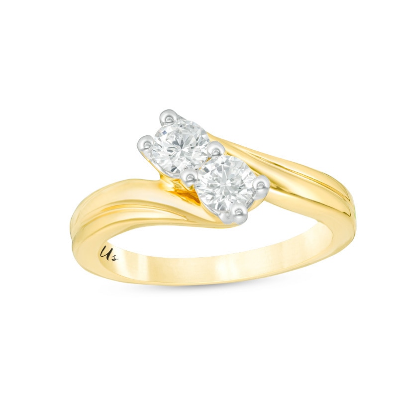 Main Image 1 of Previously Owned - Ever Us® 5/8 CT. T.W. Two-Stone Diamond Bypass Ring in 14K Gold