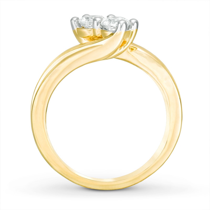Main Image 3 of Previously Owned - Ever Us® 5/8 CT. T.W. Two-Stone Diamond Bypass Ring in 14K Gold