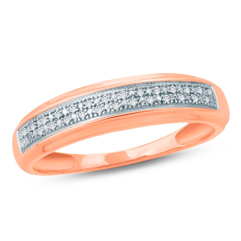 Main Image 1 of Previously Owned - Diamond Accent Double Row Wedding Band in 10K Rose Gold