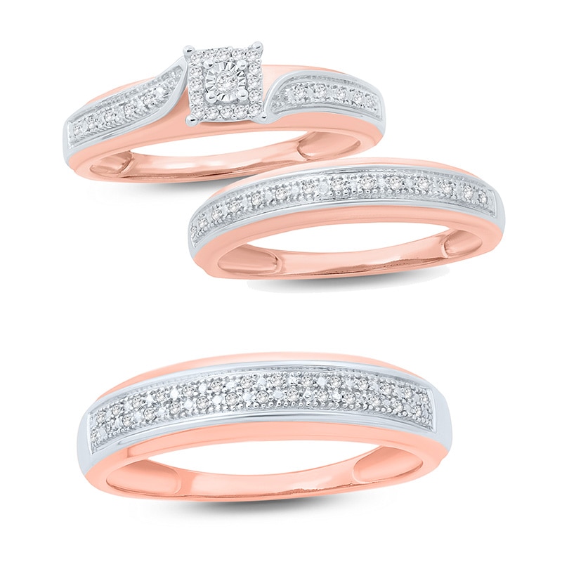 Main Image 3 of Previously Owned - Diamond Accent Double Row Wedding Band in 10K Rose Gold