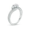 Thumbnail Image 2 of Previously Owned - 3/4 CT. T.W. Diamond Three Stone Double Row Bypass Engagement Ring in 14K White Gold