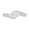 Thumbnail Image 3 of Previously Owned - 3/4 CT. T.W. Diamond Three Stone Double Row Bypass Engagement Ring in 14K White Gold