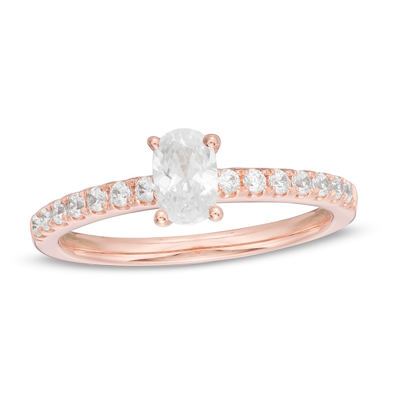 Main Image 1 of Previously Owned - 3/4 CT. T.W. Oval Diamond Engagement Ring in 14K Rose Gold