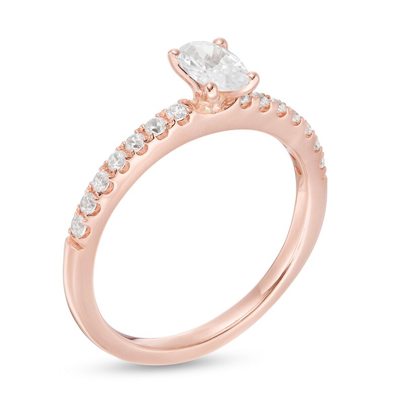 Main Image 3 of Previously Owned - 3/4 CT. T.W. Oval Diamond Engagement Ring in 14K Rose Gold