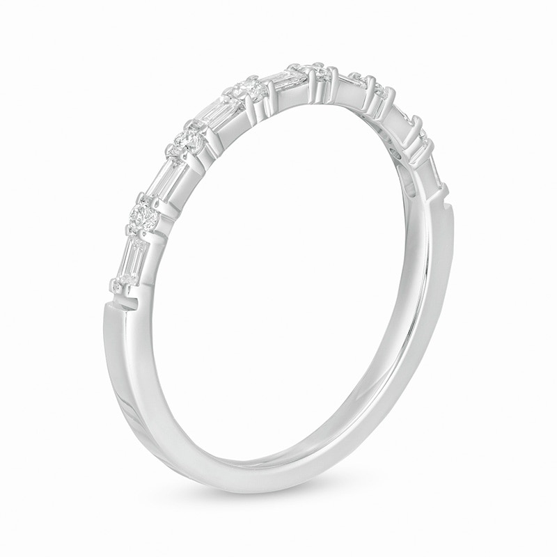 Main Image 3 of Previously Owned - 1/4 CT. T.W. Baguette and Round Diamond Alternating Band in 14K White Gold