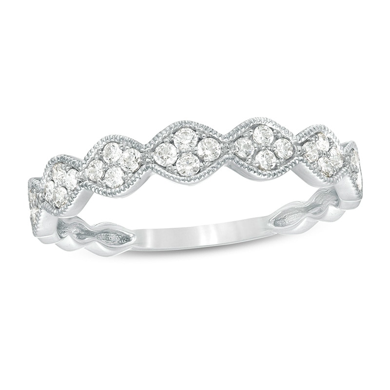 Previously Owned - 1/4 CT. T.W. Quad Diamond Vintage-Style Anniversary Band in 10K White Gold