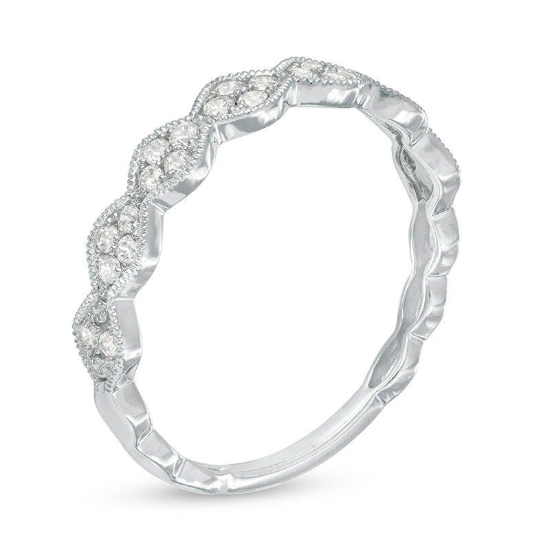 Previously Owned - 1/4 CT. T.W. Quad Diamond Vintage-Style Anniversary Band in 10K White Gold
