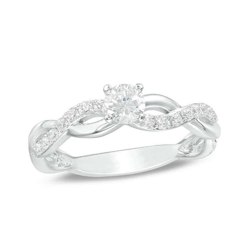 Main Image 1 of Previously Owned - 1 CT. T.W. Diamond Twist Engagement Ring in 14K White Gold