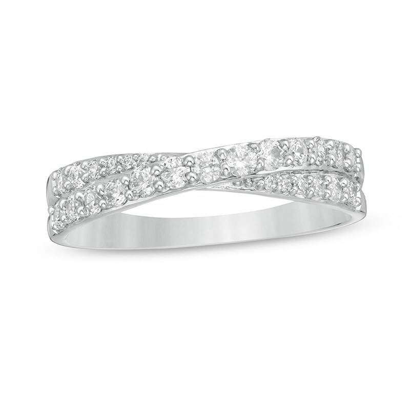 Main Image 1 of Previously Owned - 1/2 CT. T.W. Diamond Criss-Cross Band in 14K White Gold