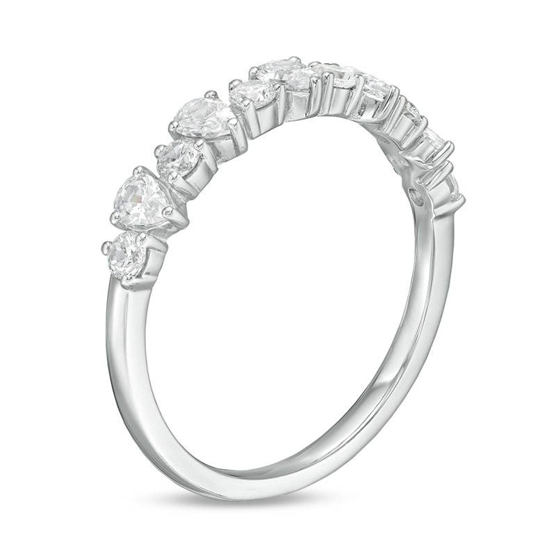Main Image 3 of Previously Owned - 3/4 CT. T.W. Pear-Shaped and Round Diamond Alternating Band in 14K White Gold