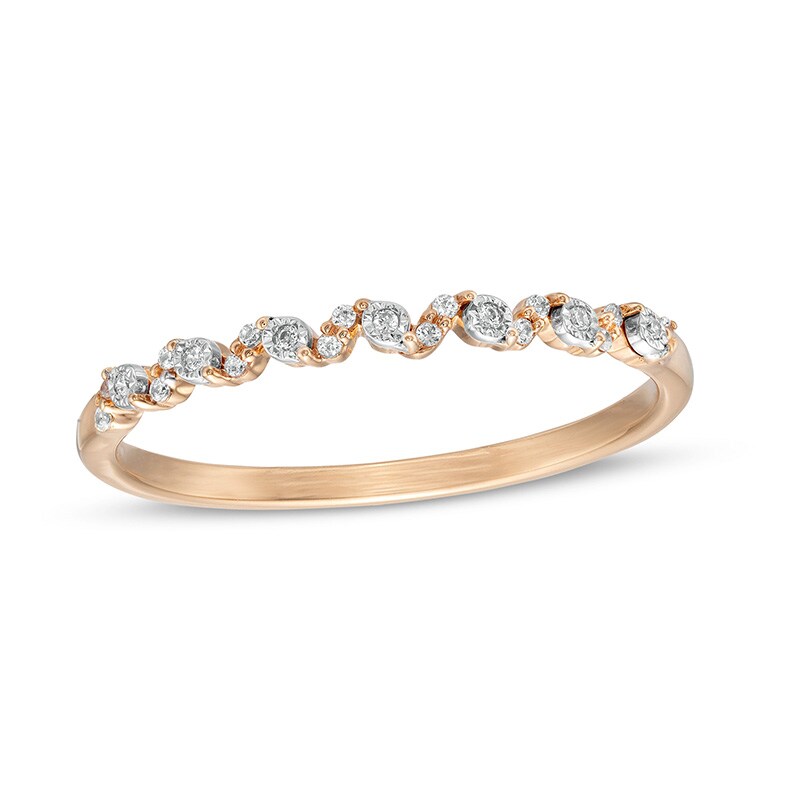 Main Image 1 of Previously Owned - 1/20 CT. T.W. Diamond Wave Stackable Anniversary Band in 10K Rose Gold