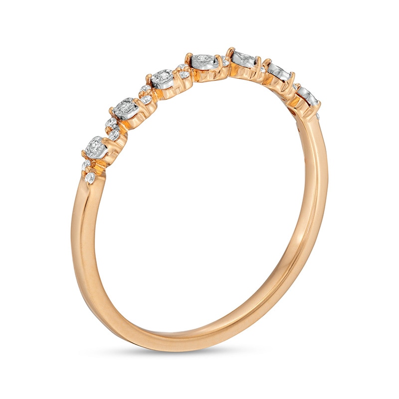 Main Image 3 of Previously Owned - 1/20 CT. T.W. Diamond Wave Stackable Anniversary Band in 10K Rose Gold