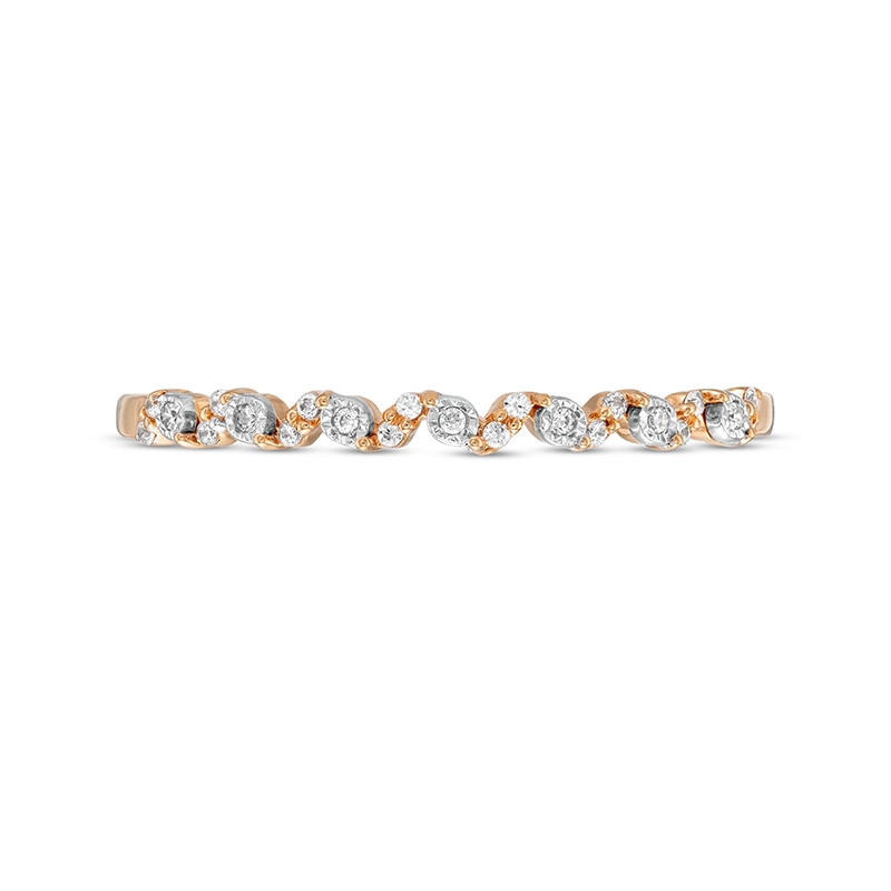 Main Image 4 of Previously Owned - 1/20 CT. T.W. Diamond Wave Stackable Anniversary Band in 10K Rose Gold