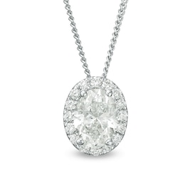 Previously Owned - 1/2 CT. T.W. Oval Diamond Frame Pendant in 14K White Gold (I/SI2)