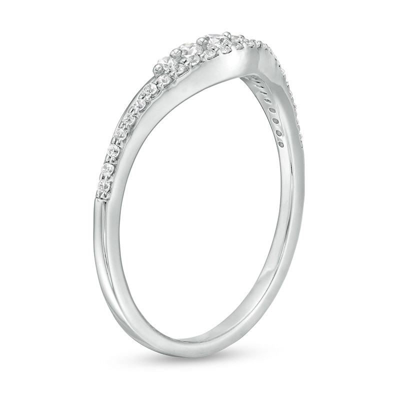 Main Image 3 of Previously Owned - 1/5 CT. T.W. Diamond Five Stone Contour Anniversary Band in 10K White Gold