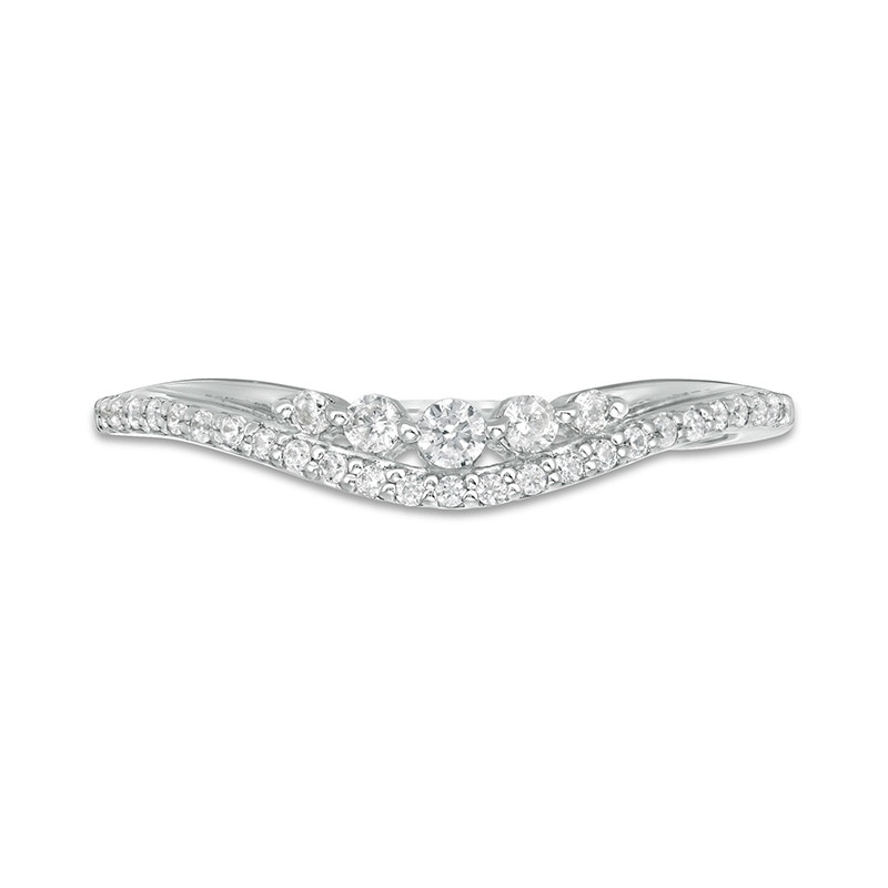 Main Image 4 of Previously Owned - 1/5 CT. T.W. Diamond Five Stone Contour Anniversary Band in 10K White Gold