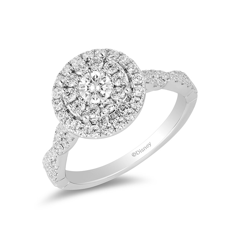 Previously Owned - Enchanted Disney Belle 1 CT. T.W. Diamond Double Frame Engagement Ring in 14K White Gold