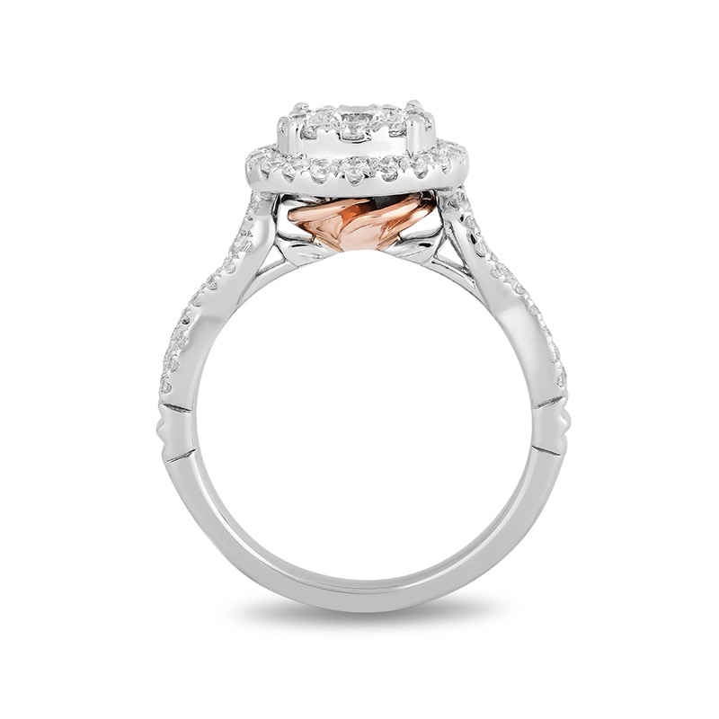 Previously Owned - Enchanted Disney Belle 1 CT. T.W. Diamond Double Frame Engagement Ring in 14K White Gold