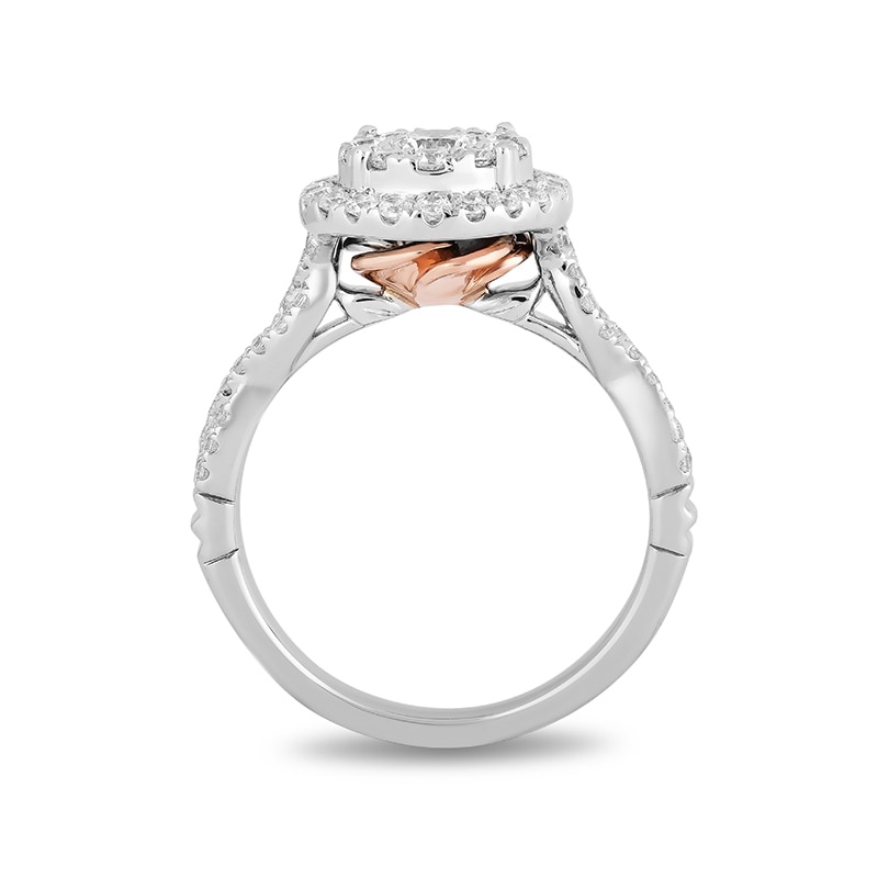 Main Image 3 of Previously Owned - Enchanted Disney Belle 1 CT. T.W. Diamond Double Frame Engagement Ring in 14K White Gold