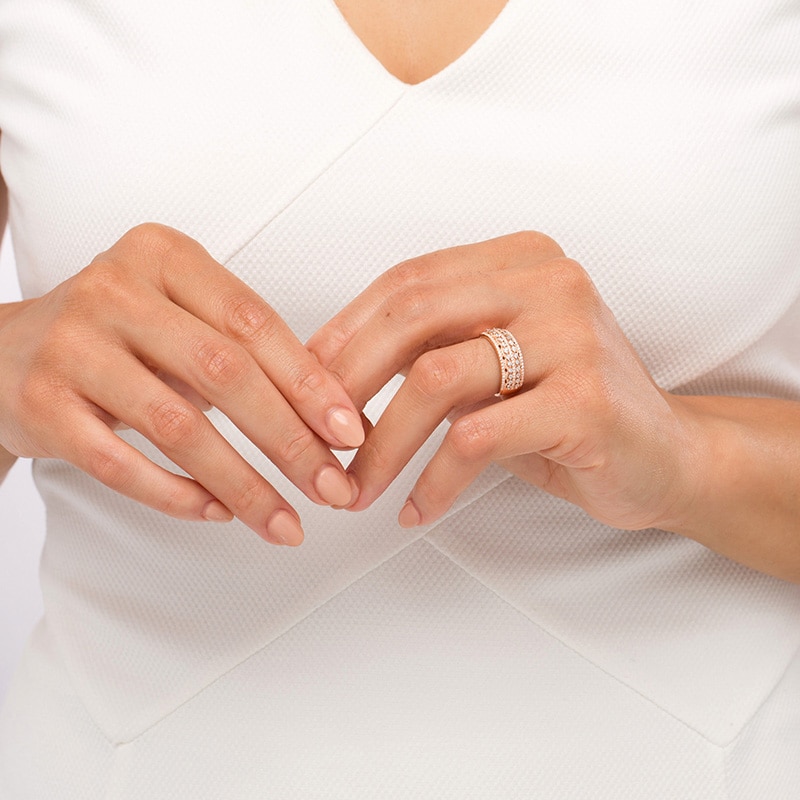 Main Image 2 of Previously Owned 1/4 CT. T.W. Diamond Vintage-Style Multi-Row Anniversary Band in 10K Rose Gold